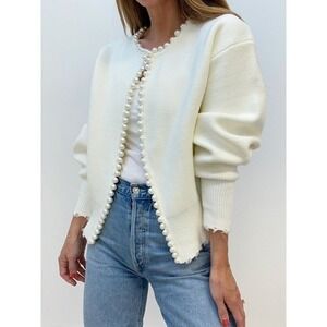 Commense Pearl Trim Ripped Hem Cardigan size S/4